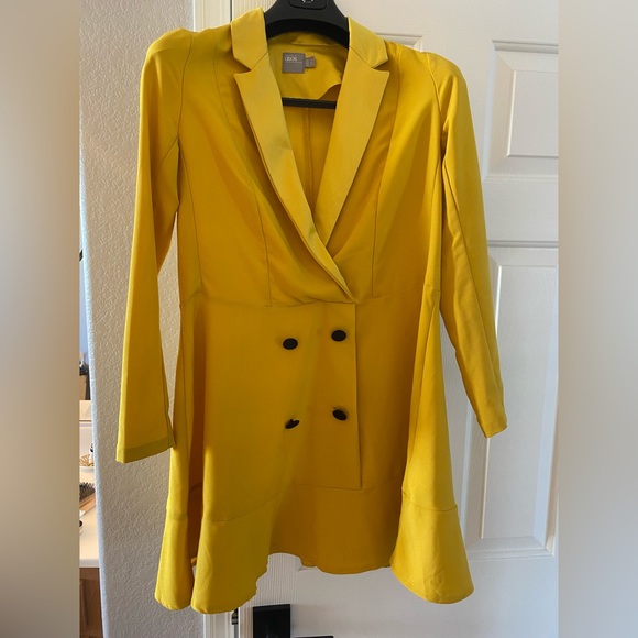 ASOS Tuxedo Mini Dress Yellow Size 0 - Picture 11 of 11